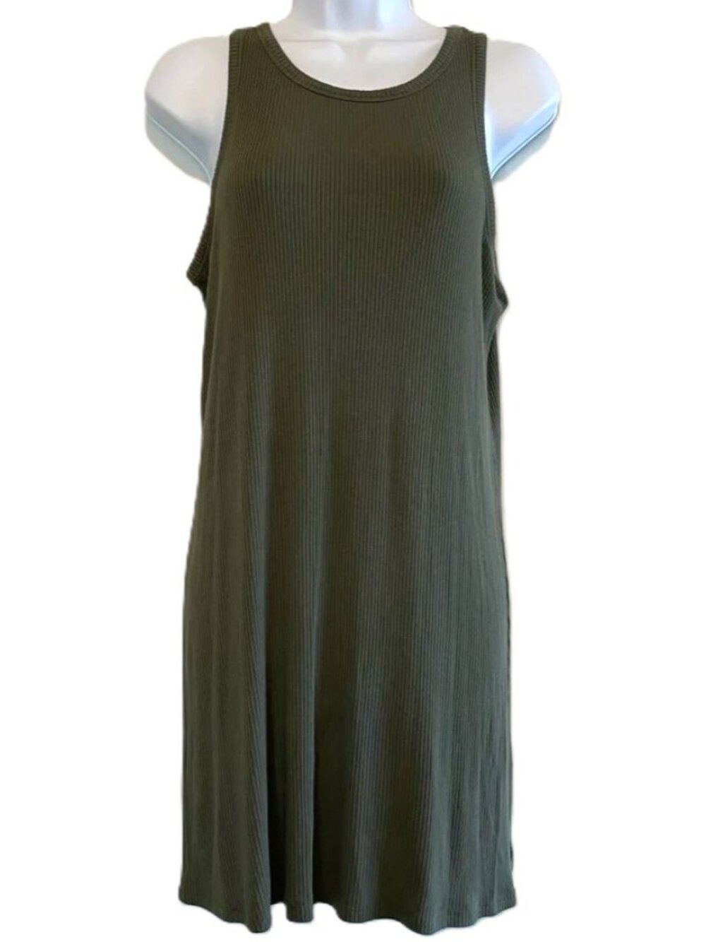 MOSSIMO Ribbed Tank Dress Army Green Casual Comfort Womens XL